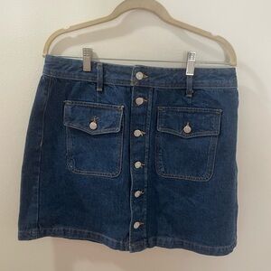 LOFT Denim Button-Front Skirt